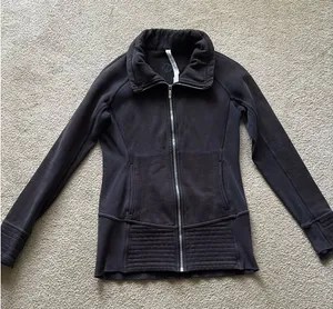 Lululemon Radiant Jacket II Black Women’s Thumb Holes Cowl Neck Zip 8 thumbnail 1
