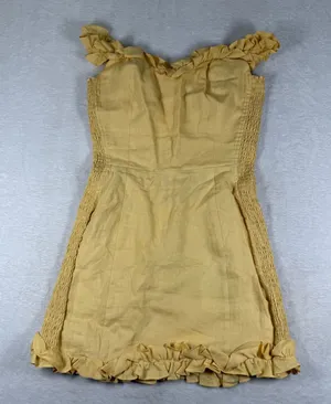 Reformation Yellow Linen Ruffle Smocked Mini Dress Size 10 Off Shoulder Summer thumbnail 1