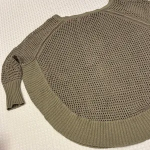 Anthropologie YOON Olive Green Open-Weave Crewneck Raglan Sleeve Poncho Sweater thumbnail 9