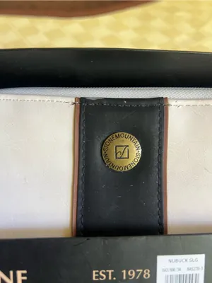 Stone Mountain Accessories White and Black Leather Wristlet with Brown Strap thumbnail 2
