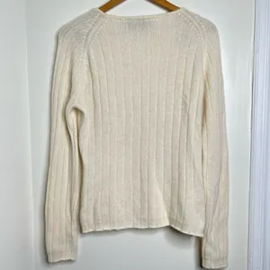 Andrea Viccaro Lambswool Angora Rabbit Hair Sweater Women’s Size Large Cream thumbnail 3