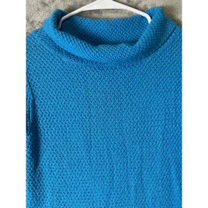 Boden Women’s Size 2 Blue Wool Cotton Textured Knit Mock Neck Sweater Top thumbnail 2
