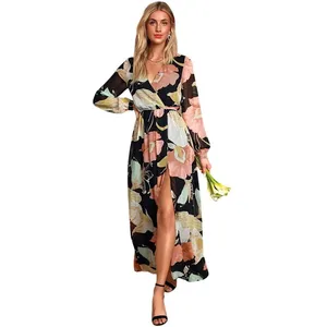 Lulus Maxi Dress Floral Boho Wedding Guest Resort Vacation Flowy Spring Black M thumbnail 7