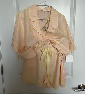 NEW Altar’d State Butter Yellow and Pink Striped Lounge Set Size XXL NWT thumbnail 8