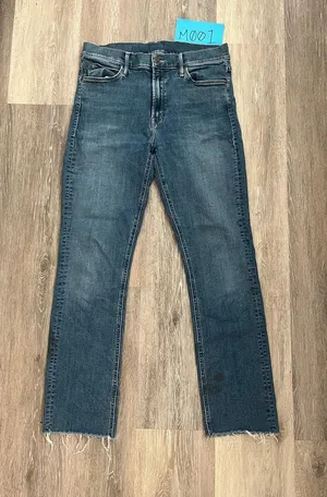 MOTHER Straight Leg Jeans Womens Size 30 Medium Wash High Rise Raw Hem Stretch thumbnail 1