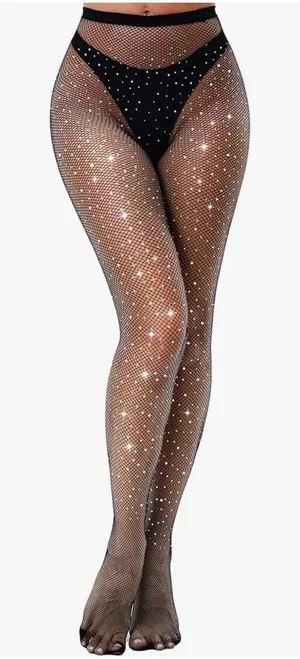 Black rhinestone stockings thumbnail 1