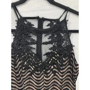 Nikibiki Lace‎ Chevron Mini Dress Womens Small Black Tan Halter High Neck D22947 thumbnail 4