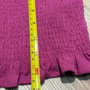 Daisy & Delilah Florence Smocked Crop Top Magenta Pink Linen Blend Puff Sleeve M thumbnail 5