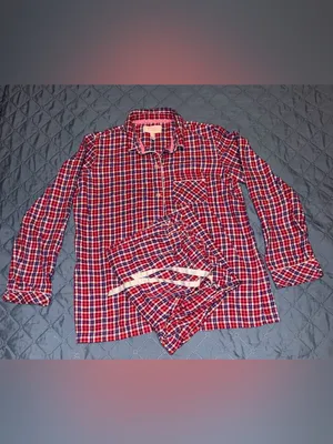 Victoria's Secret Red, Purple & White Plaid Sleep Top&Pants Pj’s Size-S thumbnail 4