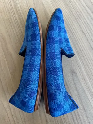 Rothy's Blue Knit Slip-On Flats with Green Insole thumbnail 6