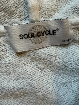 Soulcycle Grey and White Colorblock Zip Hoodie size large thumbnail 3