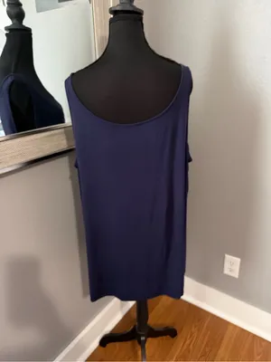 Eileen Fisher scoop neck tank top flowy costal navy XL. thumbnail 5