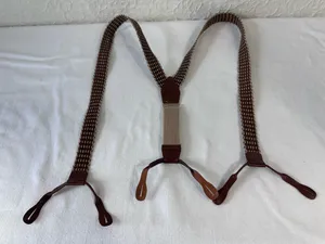 Banana Republic Suspenders Leather/Twine Brown Classic Woven Braided Braces thumbnail 6
