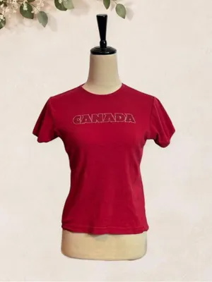 Vintage Cityscape Canada Rhinestone Baby Tee Size S thumbnail 2