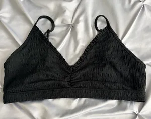 American Eagle Outfitters Black Smocked Bandeau with Straps thumbnail 1
