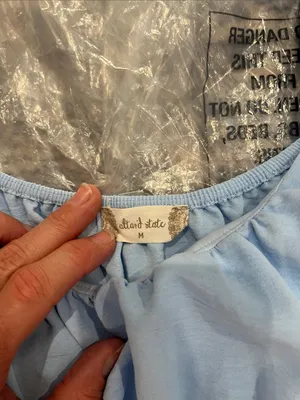 Altar'd State Baby Blue Puff Sleeve Empire Dress size medium. thumbnail 8