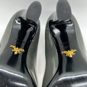Prada Authenticated Black/Dark Gray Leather High Heels Shoes *Sz 37.5/US Sz 7.5* thumbnail 10