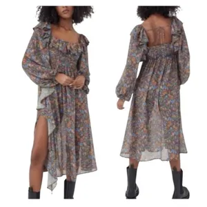 For Love & Lemons Brittany Floral Midi Dress Smocked Ruffle Medium NWT Romantic thumbnail 15