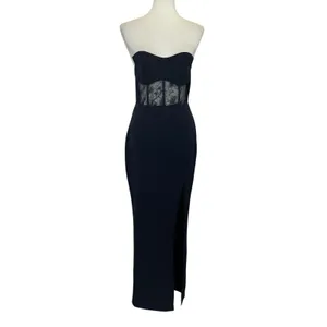 Elle Zeitoune Black Strapless Gown SMALL Bodycon Corset Bustier Designer $390 thumbnail 4