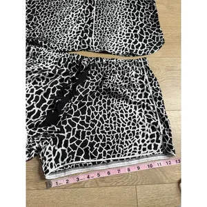 NWOT‎ Womens Loft black white leopard print satin button up shorts pajamas MP SP thumbnail 8
