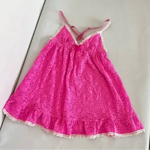 Victoria's Secret Lace Babydoll Size Small Hot Pink Lace Nightie Slip Cami thumbnail 5