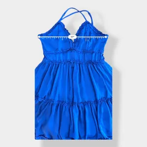 She + Sky Satin Blue tiered ruffled‎ mini dress Size L thumbnail 5