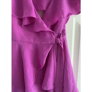 DO+BE Ruffle Wrap Top Womens Size S Magenta Pink Open Back Summer Boho Linen-Mix thumbnail 4