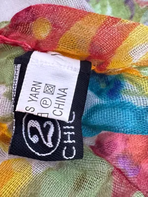 2 chic Floral Lightweight Multicolor Scarf - Blue Yellow Pink Green thumbnail 4