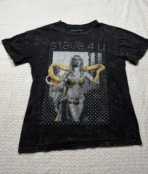 Britney Spears Slave 4 U Graphic T-Shirt Black Mineral Wash Large RN102050 thumbnail 1