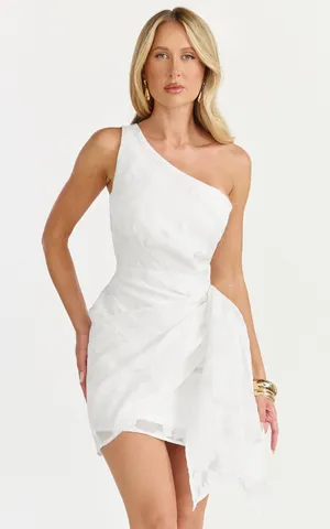 New Showpo BRAILEY Mini Dress One Shoulder Wrap Front Dress Size XS $119 thumbnail 1