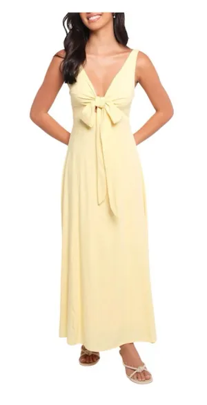 NWT Petal & Pup Archer Sleeveless Fit & Flare Midi Dress Butter Yellow Small thumbnail 1