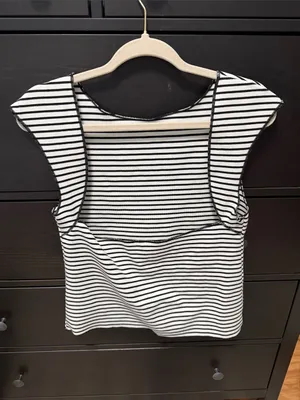 Maeve black and white striped open back tank thumbnail 2
