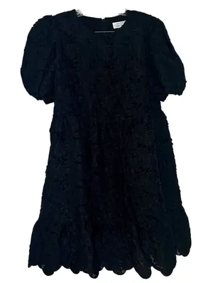 & Other Stories Paris Atelier Black Floral Jacquard Puff Sleeve Mini Dress 10 thumbnail 1