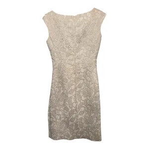 Ralph Lauren Sleeveless Ruched Jacquard Midi Dress in Light Gold thumbnail 5