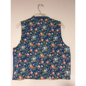 Vintage Koret City Blues Vintage Denim Floral Vest Small Blue Rose Back Cotton M thumbnail 5