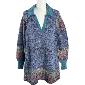 Free People Bohemian Seasons Of Sun Oversized Tunic Sweater Dress XL 70s Fall thumbnail 6