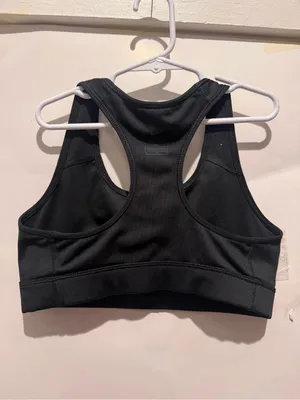 Nike Black Racerback Sports Crop Bra with White Swoosh thumbnail 4