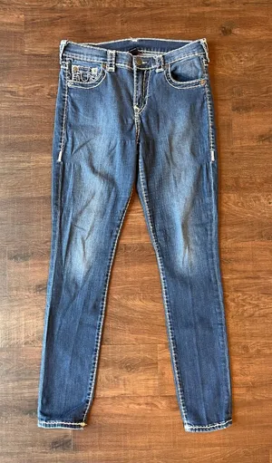 True Religion Jennie Curvy Skinny Jeans Womens 29 Medium Wash Mid Rise Denim Y2K thumbnail 1