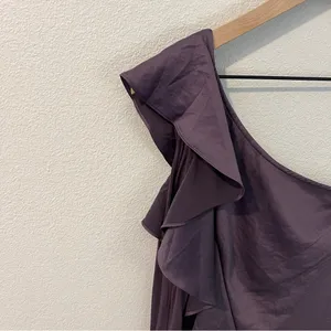 The Limited‎ Purple Satin Ruffle Front Knit Back One Shoulder Blouse Size S thumbnail 2