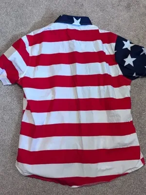 Fifth Sun Unique Red White & Blue Patriotic Stars and Stripes Striped Shirt thumbnail 4