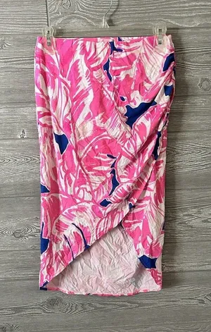Lilly Pulitzer XS Palmer Faux Wrap‎ Skirt Beach Bliss Tiki Pink thumbnail 1