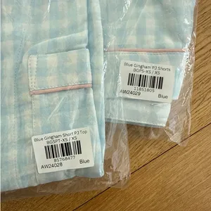 All for Mimi Gingham PJ Short Sleeve Top & Short Set Size XS Blue Pink thumbnail 2