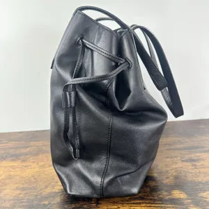 Jimmy Choo Bucket Drawstring Bag Womens Small Black Leather Shoulder Purse Italy thumbnail 7