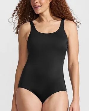 Lands End Black Tugless Low Leg Soft Cup One Piece Swimsuit Size 16W thumbnail 1