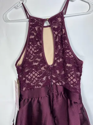 Emerald Sundae NWT Burgundy Lace High-Low Fit & Flare Dress Juniors Size 5 thumbnail 5