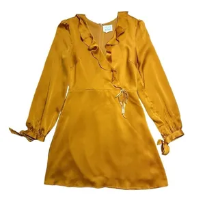 Lost + Wander Golden Yellow Dawn Satin Mini Dress Womens US S thumbnail 2