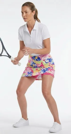 NEW Rafaella Floral Athletic Skort Built In Shorts Pink Blue Small tennis golf thumbnail 1