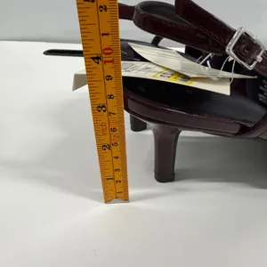 A New Day Burgundy Patent Rhinestone Slingback Pumps Pointed Toe Heels 9.5 thumbnail 8