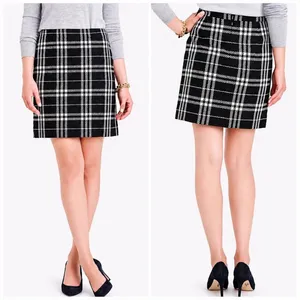 J.Crew Black & White Plaid Tweed Mini Skirt thumbnail 2