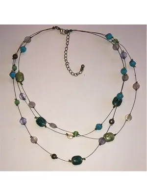 Multicolor Boho Wire Beaded Necklace Green thumbnail 6